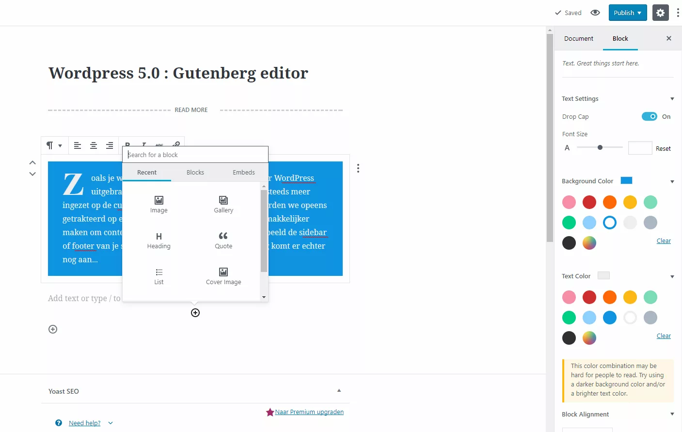 WordPress 5.0 Gutenberg editor